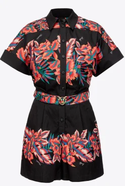 Robes|PINKO Combishort A Imprime Tropical Multi. Noir/Rouge