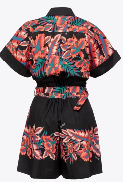 Robes|PINKO Combishort A Imprime Tropical Multi. Noir/Rouge