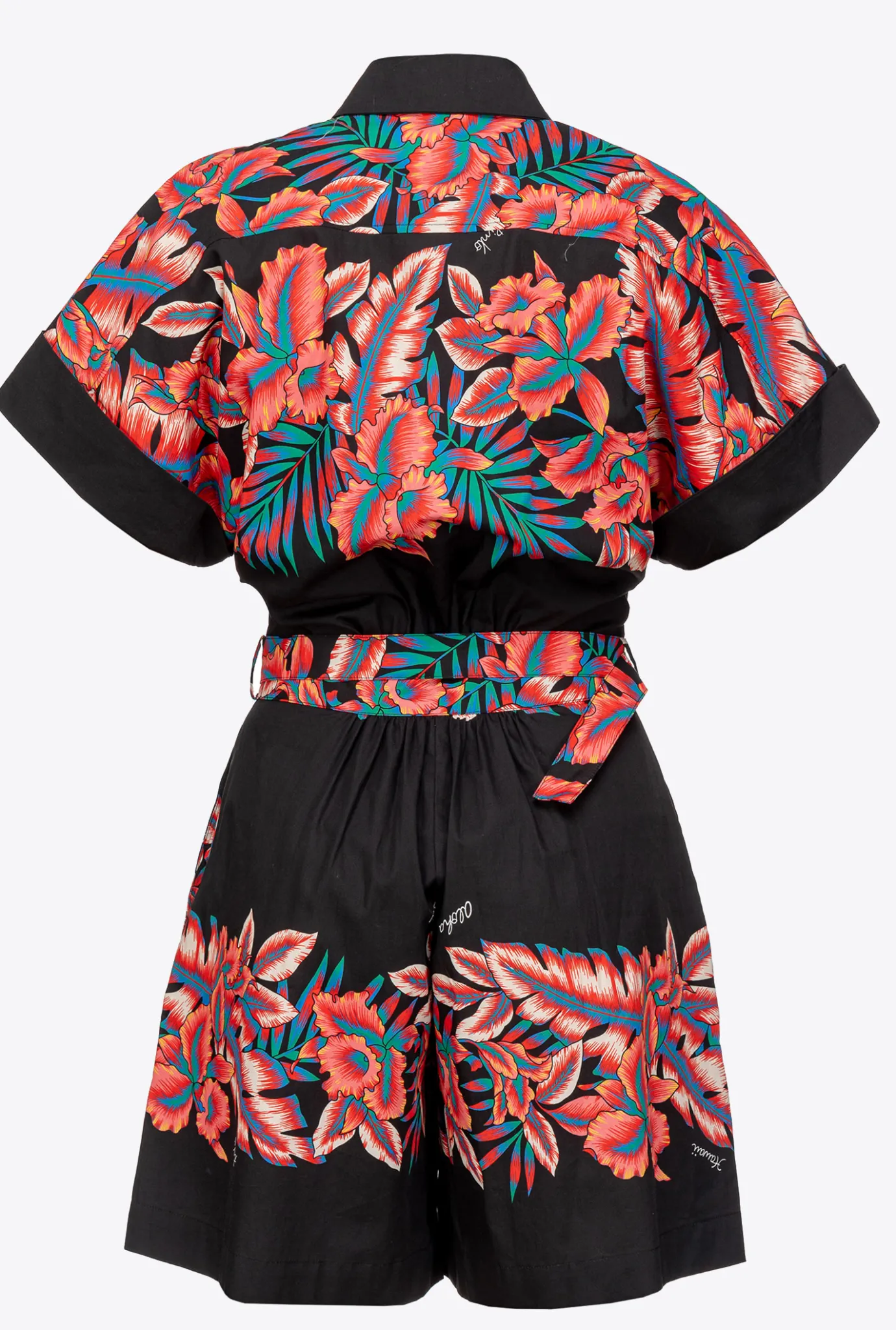Robes|PINKO Combishort A Imprime Tropical Multi. Noir/Rouge