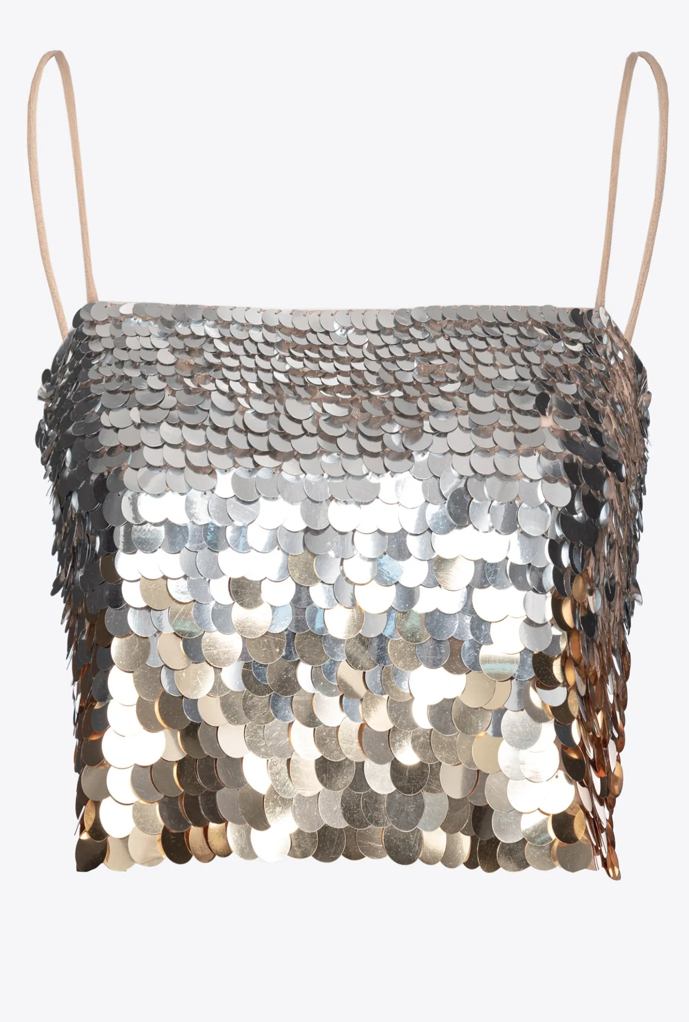 Topwear|PINKO Crop Top A Paillettes Effet Degrade Or/Argent