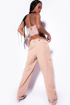 Tailleurs Et Ensembles|PINKO Crop Top Bustier Beige Rugby