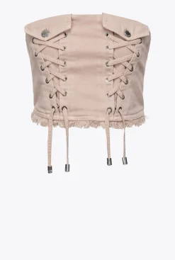 Tailleurs Et Ensembles|PINKO Crop Top Bustier Beige Rugby