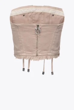 Tailleurs Et Ensembles|PINKO Crop Top Bustier Beige Rugby