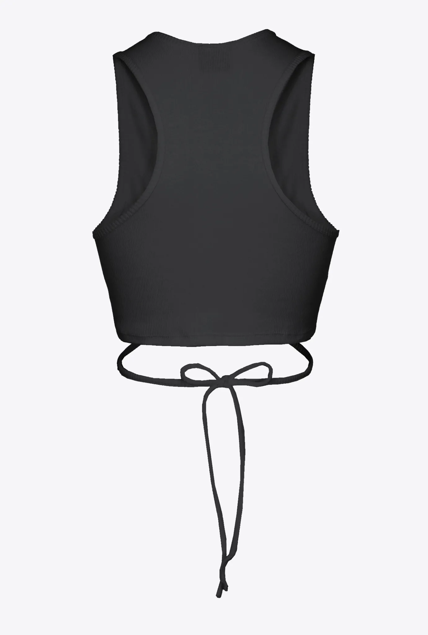 Topwear|PINKO Crop Top Cotele A Lacets Noir Limousine