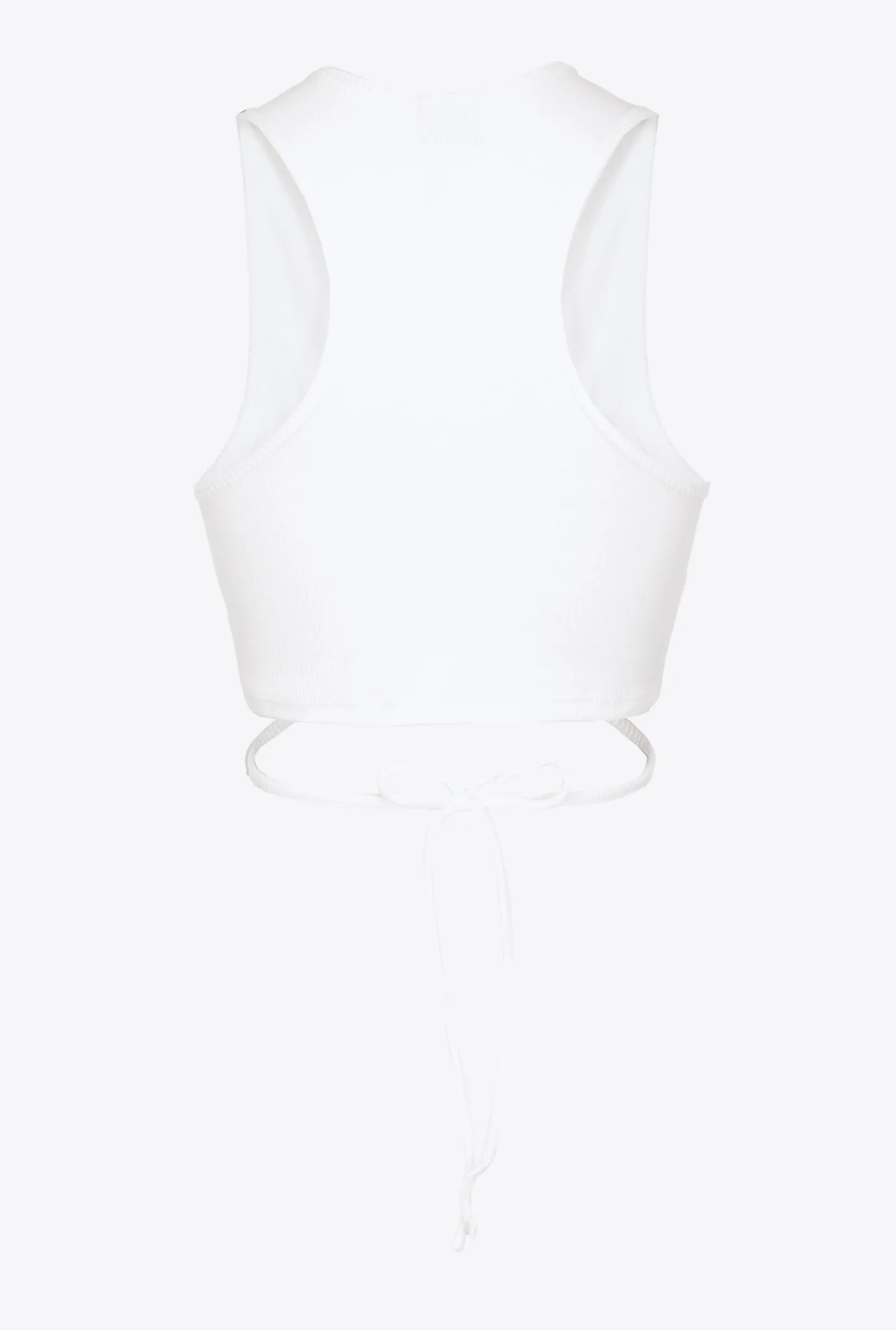 Topwear|PINKO Crop Top Cotele A Lacets Blanc Immacule