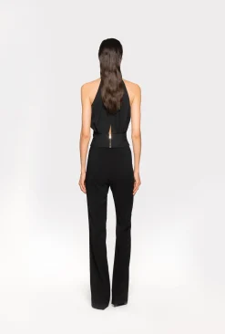 Topwear|PINKO Crop Top En Crepe Fluide Noir Limousine