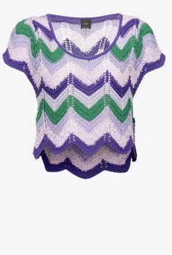 Tailleurs Et Ensembles|PINKO Crop Top En Crochet Multi. Vert/Lilas