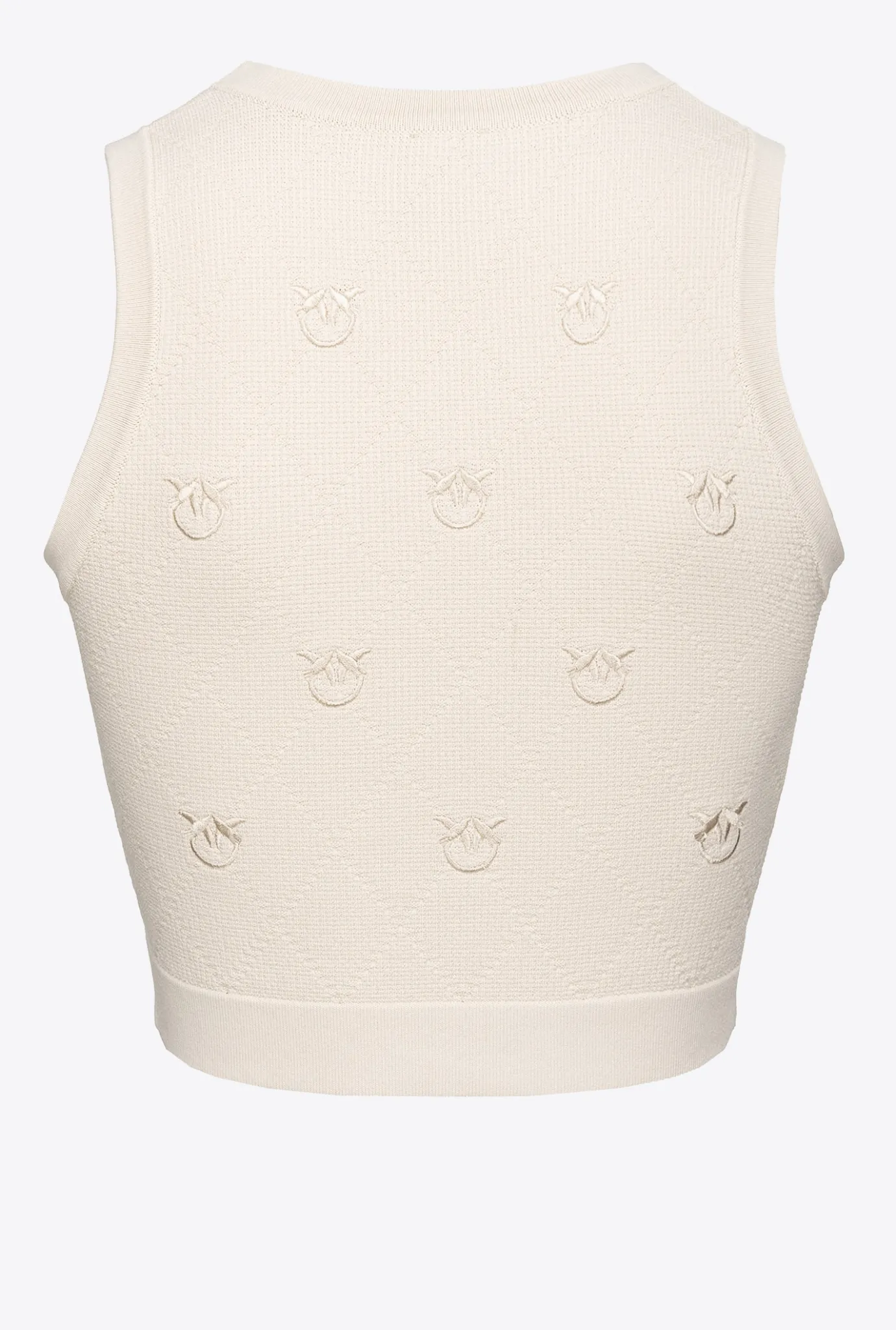 Tailleurs Et Ensembles|PINKO Crop Top En Jacquard Monogram Beige Bouleau