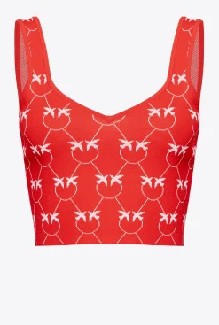Tailleurs Et Ensembles|PINKO Crop Top En Jacquard Monogram Rouge/Rose