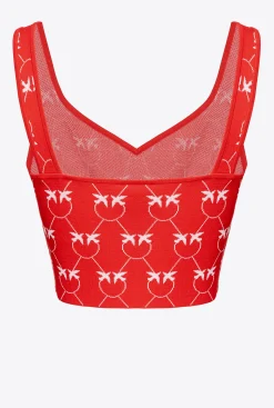 Tailleurs Et Ensembles|PINKO Crop Top En Jacquard Monogram Rouge/Rose