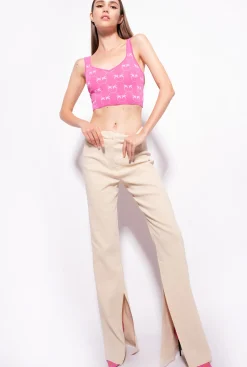 Tailleurs Et Ensembles|PINKO Crop Top En Jacquard Monogram Fuchsia/Rose