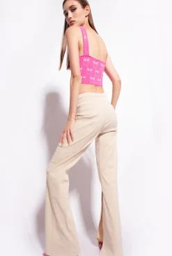 Tailleurs Et Ensembles|PINKO Crop Top En Jacquard Monogram Fuchsia/Rose