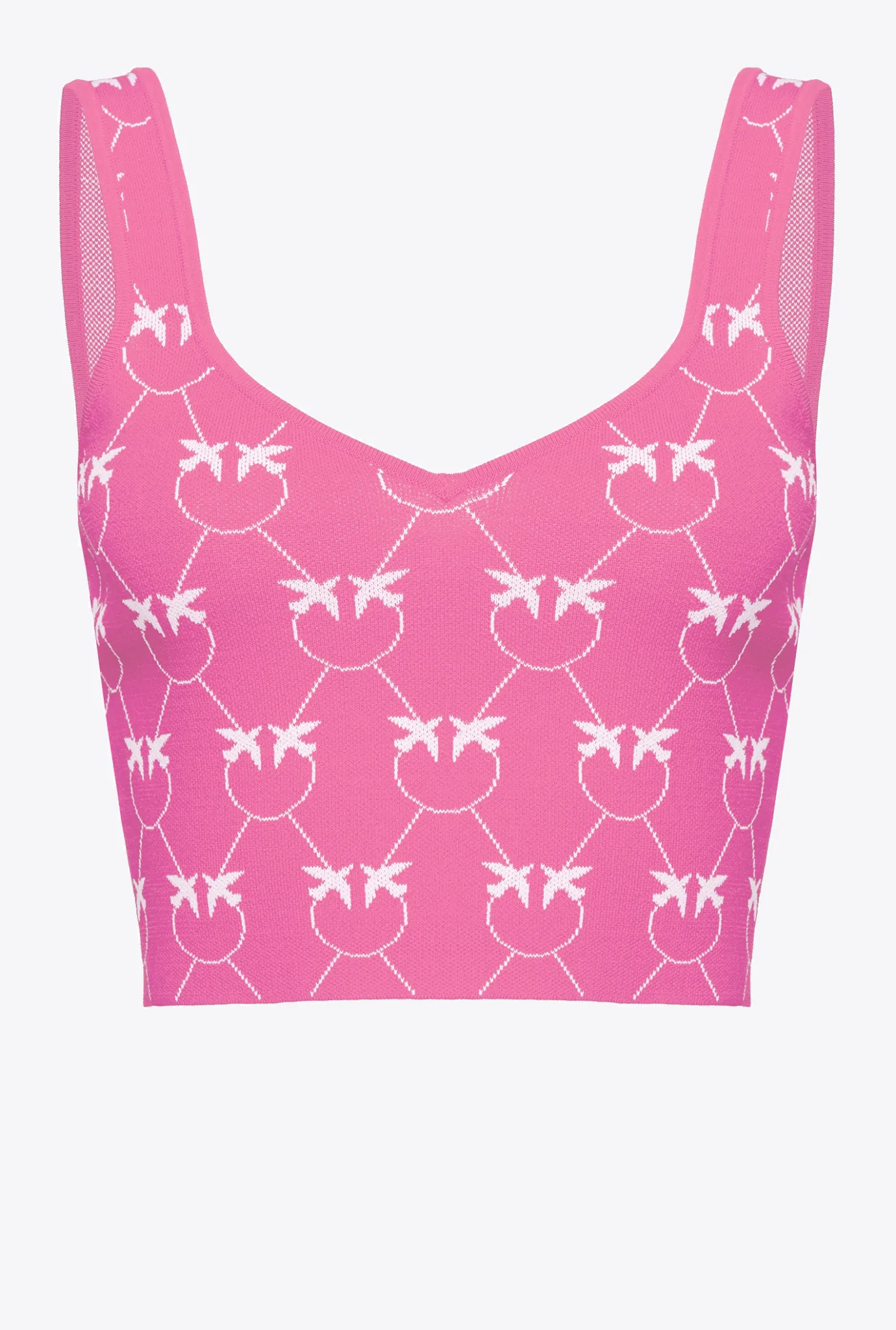 Tailleurs Et Ensembles|PINKO Crop Top En Jacquard Monogram Fuchsia/Rose