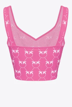 Tailleurs Et Ensembles|PINKO Crop Top En Jacquard Monogram Fuchsia/Rose