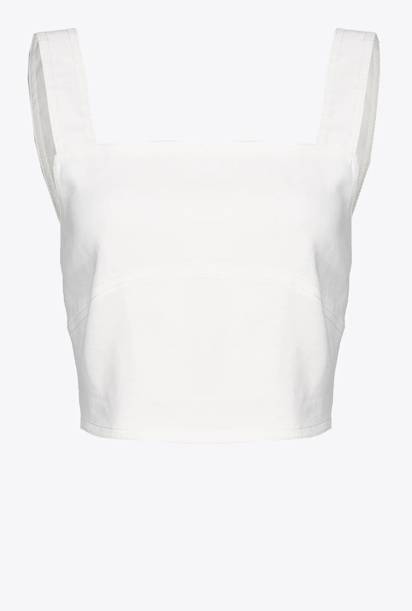 Tailleurs Et Ensembles|PINKO Crop Top En Lin Stretch Blanc Nimbus