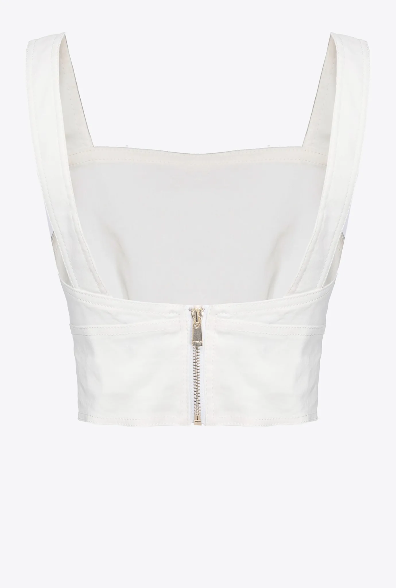 Tailleurs Et Ensembles|PINKO Crop Top En Lin Stretch Blanc Nimbus
