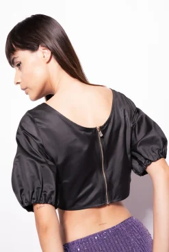 Topwear|PINKO Crop Top En Popeline Noir Limousine
