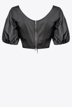 Topwear|PINKO Crop Top En Popeline Noir Limousine
