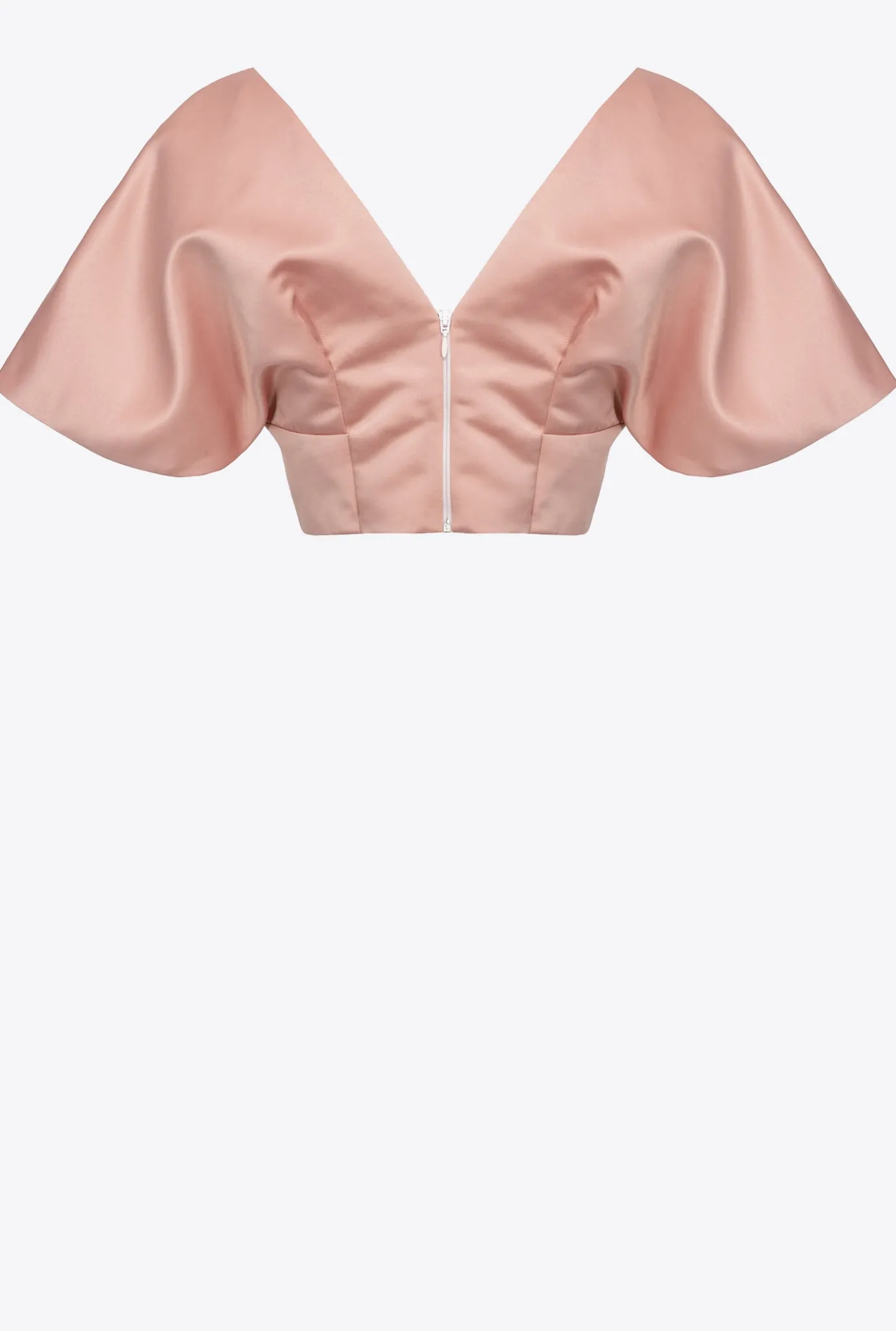 Tailleurs Et Ensembles|PINKO Crop Top En Satin Duchesse Bleu Ciel-Marine