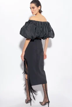 Topwear|PINKO Crop Top En Taffetas Noir Limousine