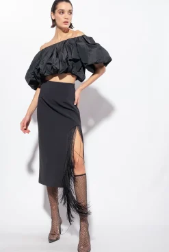 Topwear|PINKO Crop Top En Taffetas Noir Limousine