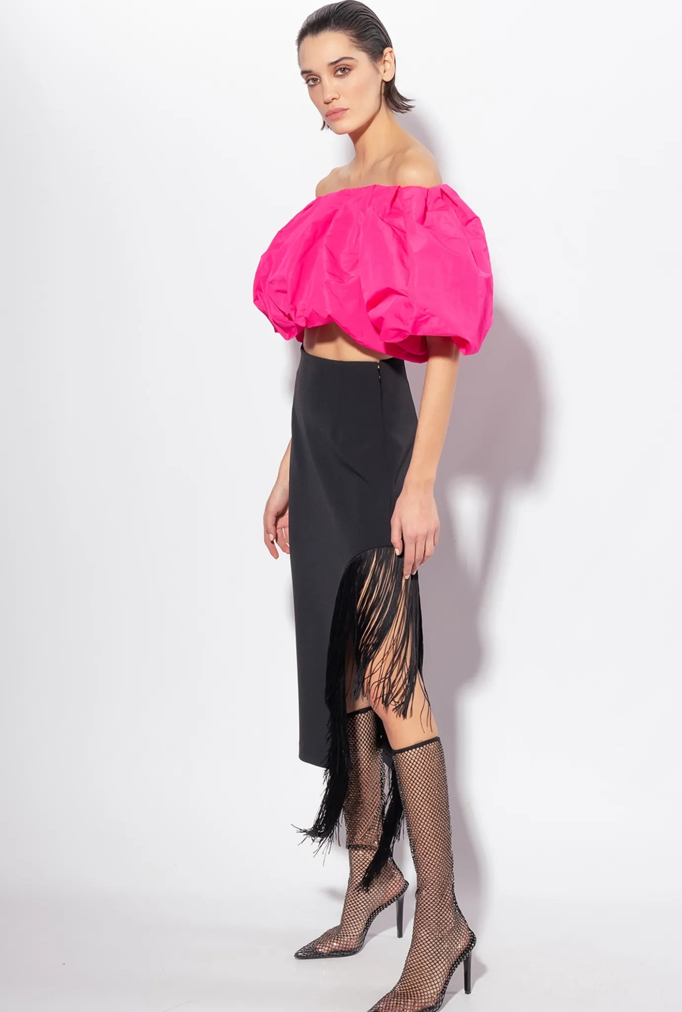 Topwear|PINKO Crop Top En Taffetas Violet Fuchsia