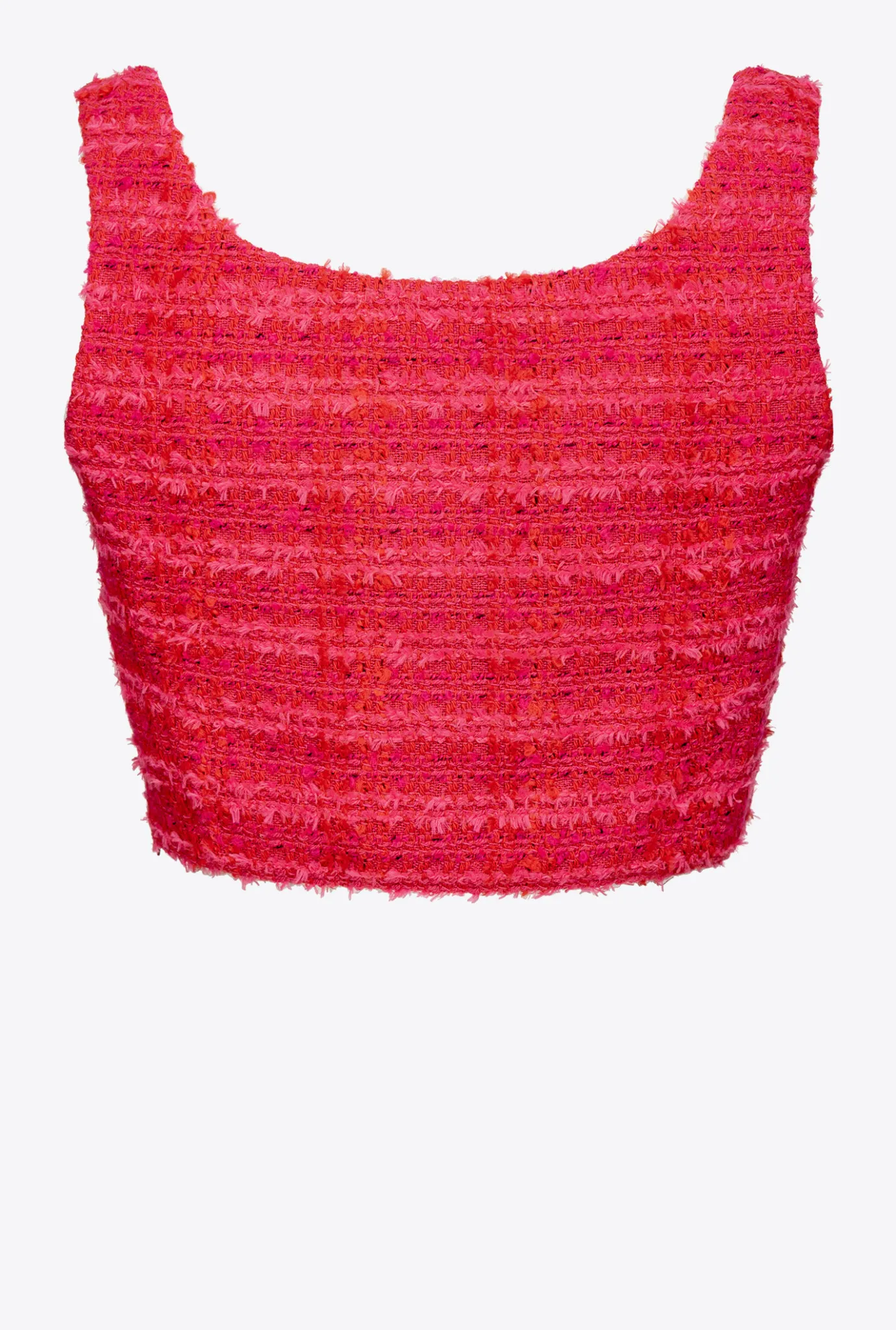 Tailleurs Et Ensembles|PINKO Crop Top En Tweed Fantaisie Mult. Fuchsia/Rouge
