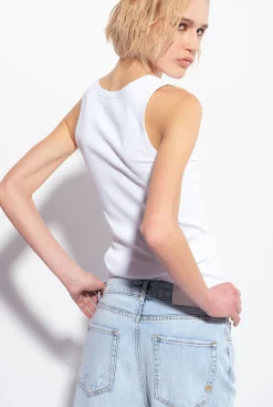 Topwear|PINKO Debardeur Avec Broderie Love Birds Blanc Brill.