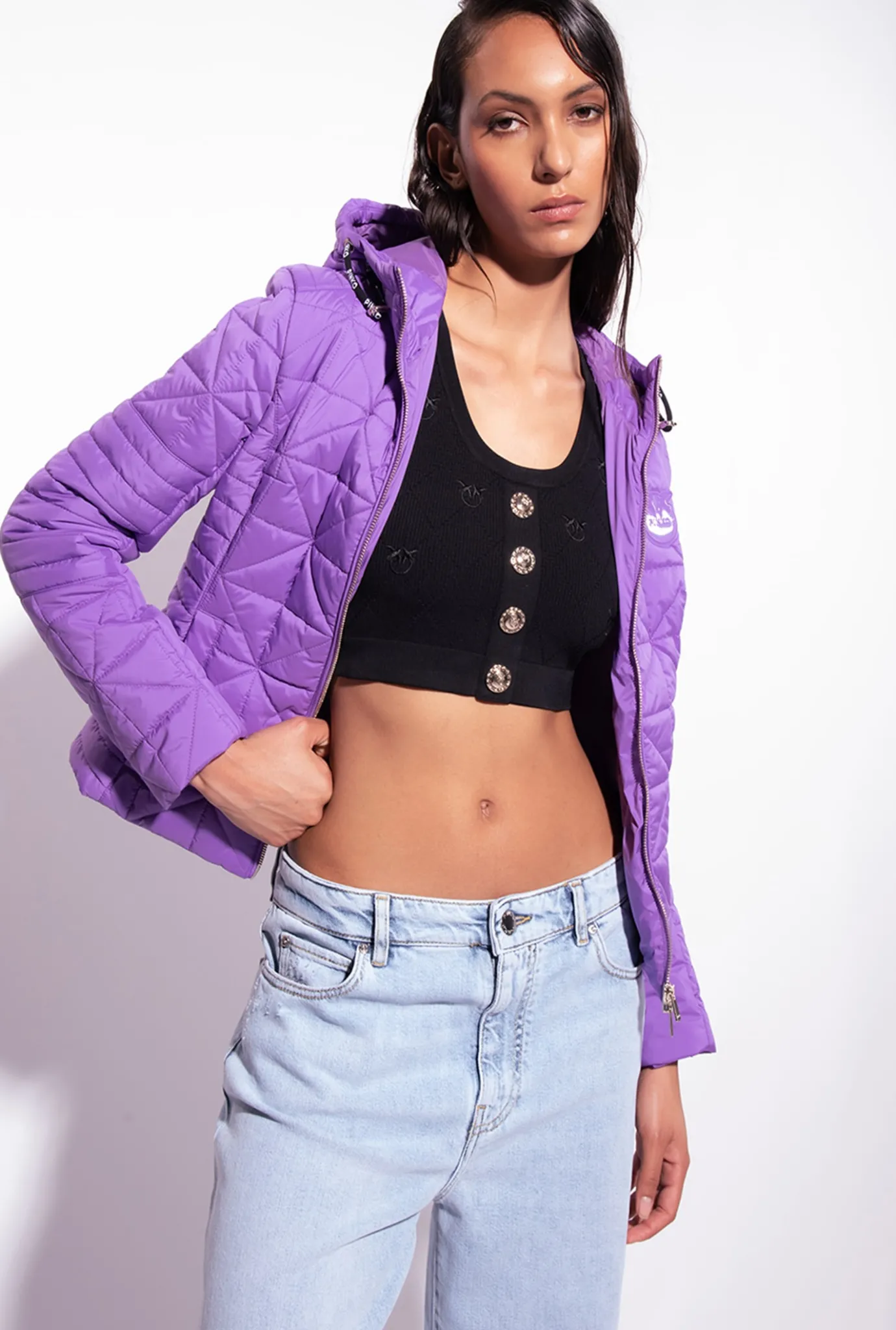 Vêtements D'extérieur|PINKO Doudoune Legere Avec Ecusson A Logo Lilas Lavande