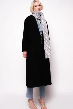 Autres Accessoires|PINKO Echarpe Monogramme Gris/Blanc