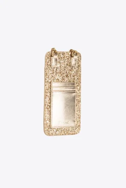 Maroquinerie|PINKO Etui Pour Smartphone A Paillettes Or-Or Antique
