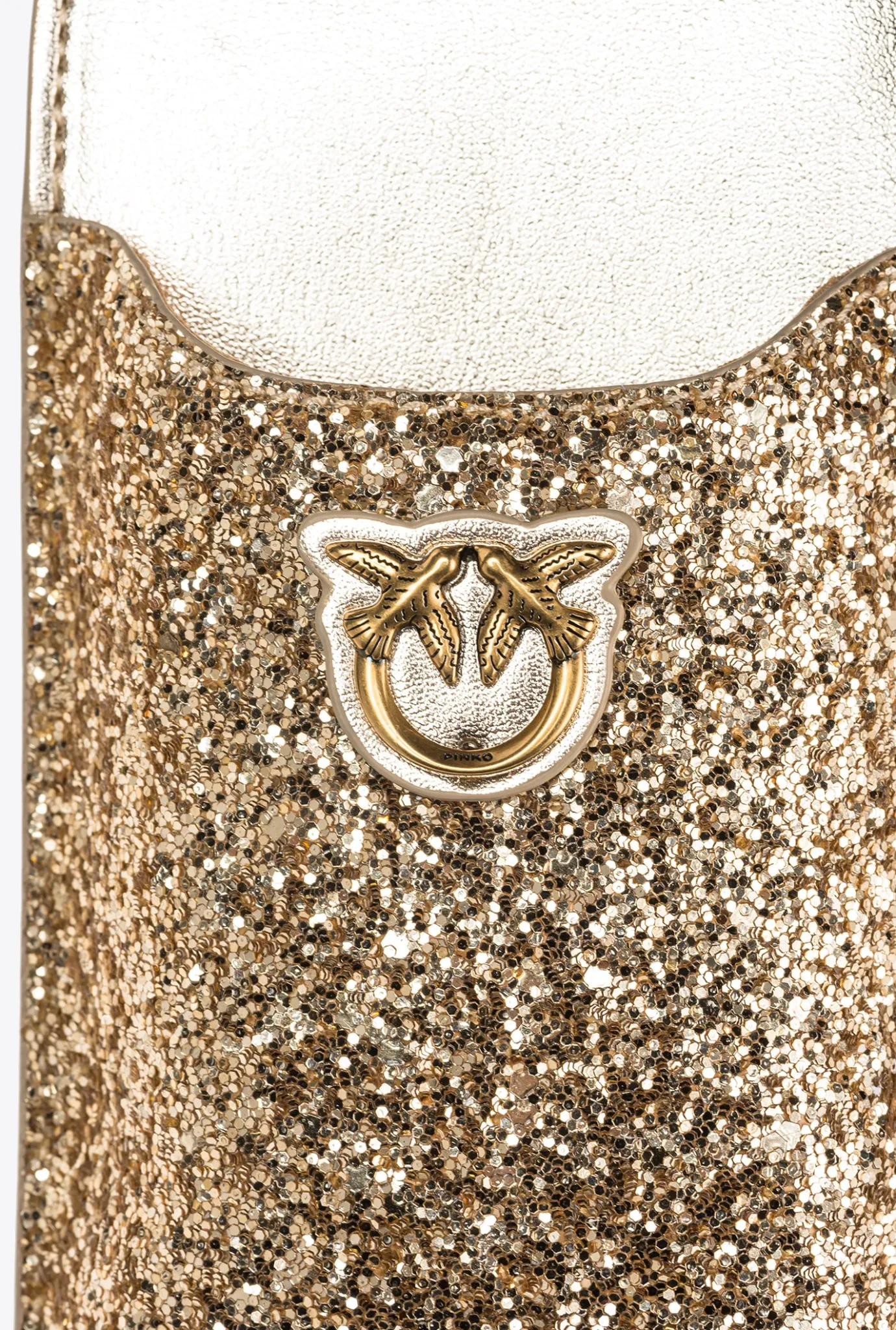 Maroquinerie|PINKO Etui Pour Smartphone A Paillettes Or-Or Antique
