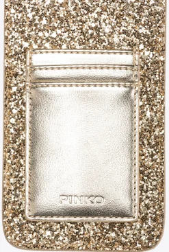 Maroquinerie|PINKO Etui Pour Smartphone A Paillettes Or-Or Antique