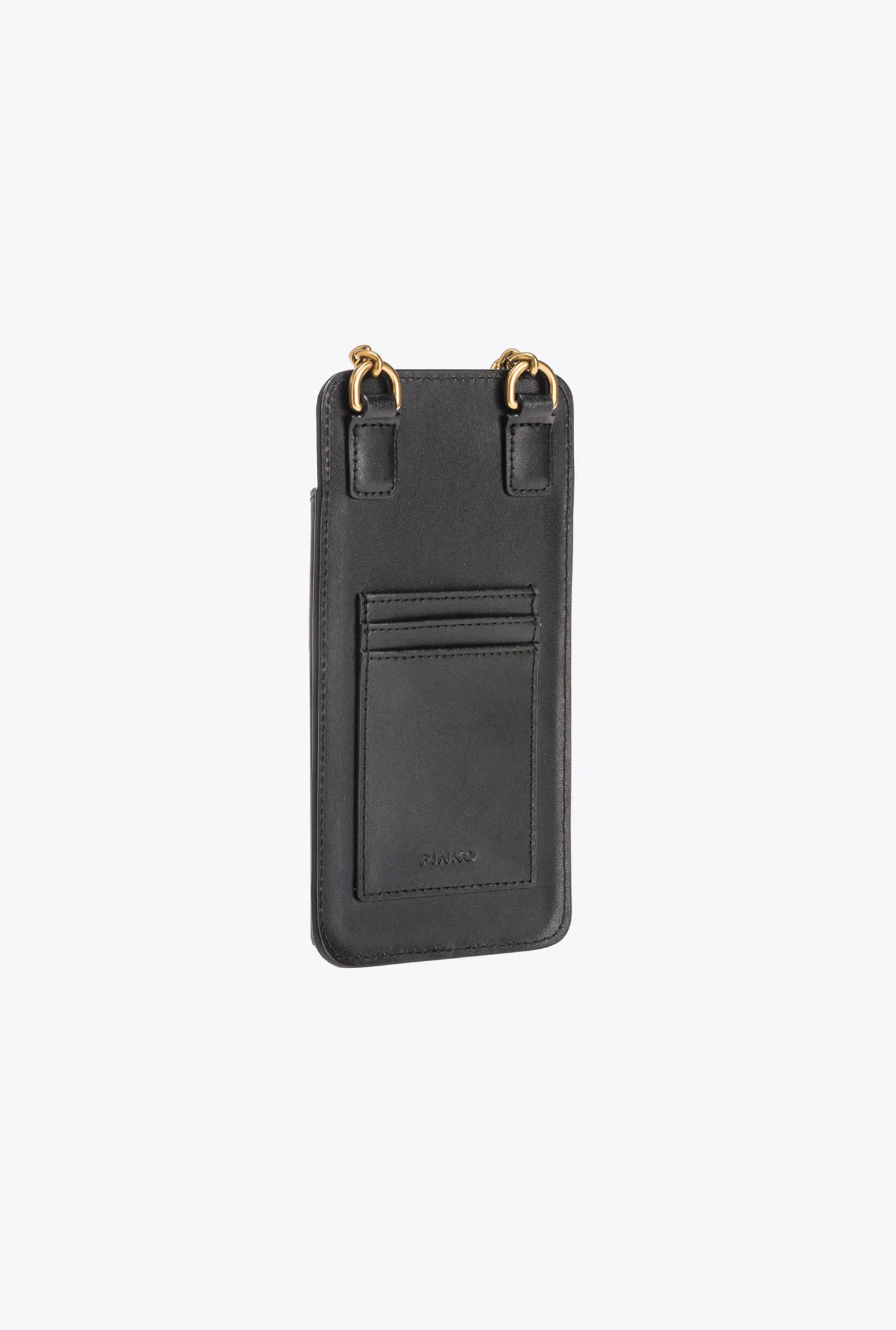 Maroquinerie|PINKO Etui Pour Smartphone En Cuir Noir-Vieil Or
