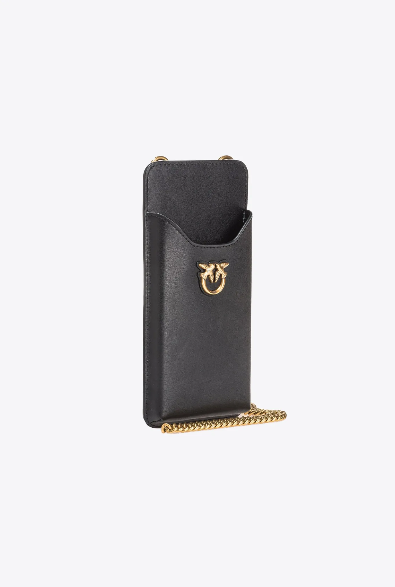Maroquinerie|PINKO Etui Pour Smartphone En Cuir Noir-Vieil Or