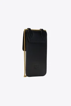 Maroquinerie|PINKO Etui Pour Smartphone En Cuir Noir-Vieil Or