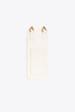 Maroquinerie|PINKO Etui Pour Smartphone En Cuir Blanc+Blanc-Or Antique