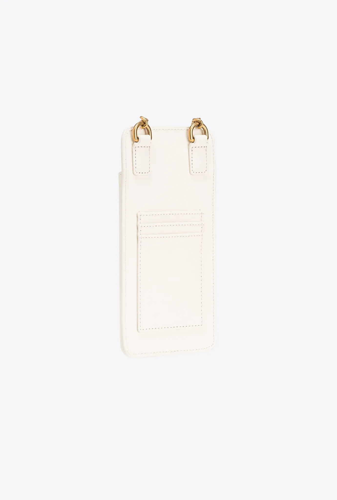 Maroquinerie|PINKO Etui Pour Smartphone En Cuir Blanc+Blanc-Or Antique