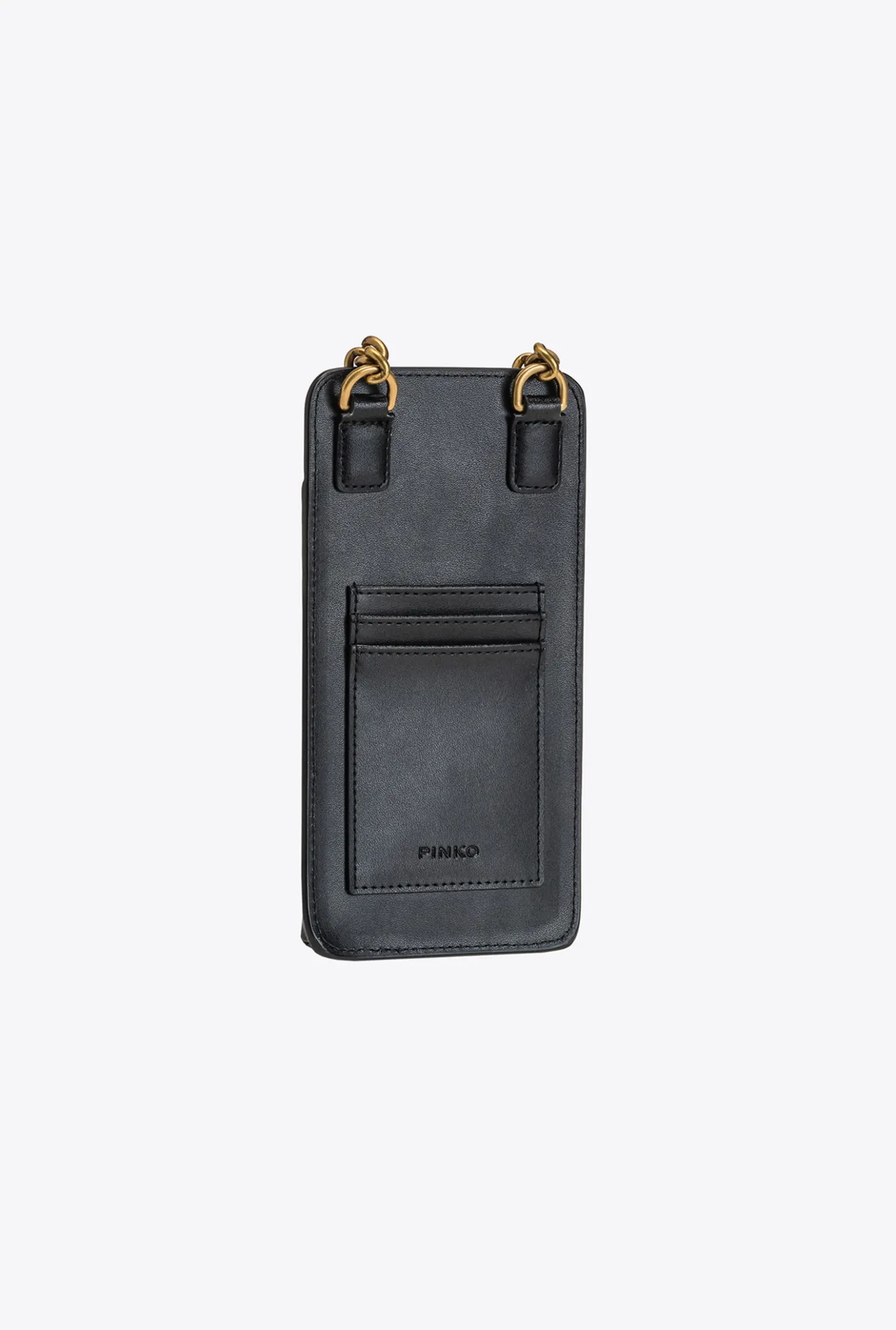 Maroquinerie|PINKO Etui Pour Smartphone En Cuir Noir-Vieil Or