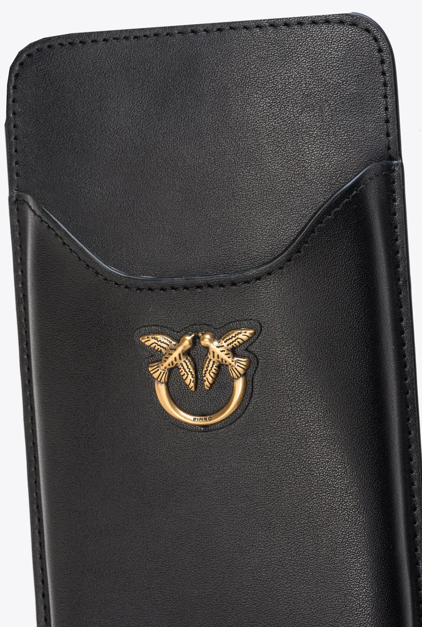 Maroquinerie|PINKO Etui Pour Smartphone En Cuir Noir-Vieil Or