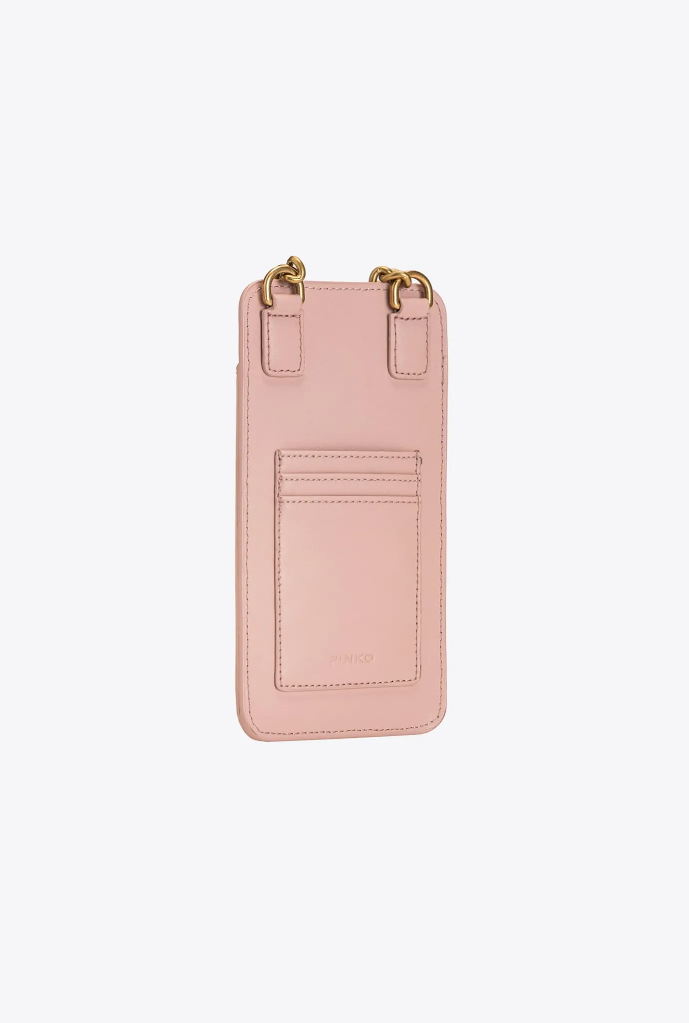 Maroquinerie|PINKO Etui Pour Smartphone En Cuir Rose/Rose Poudre-Or Antique