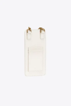 Maroquinerie|PINKO Etui Pour Smartphone En Cuir Blanc+Blanc-Or Antique