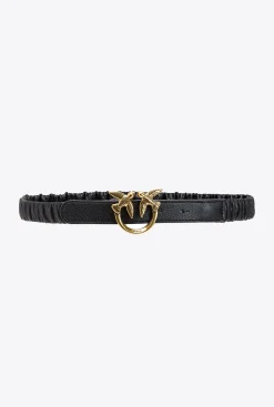 Ceintures|PINKO Fine Ceinture Froncee Love Birds Noir-Vieil Or