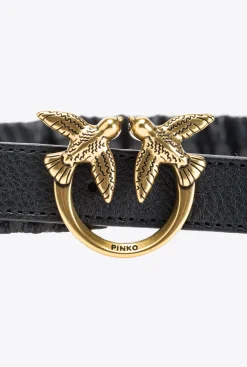 Ceintures|PINKO Fine Ceinture Froncee Love Birds Noir-Vieil Or