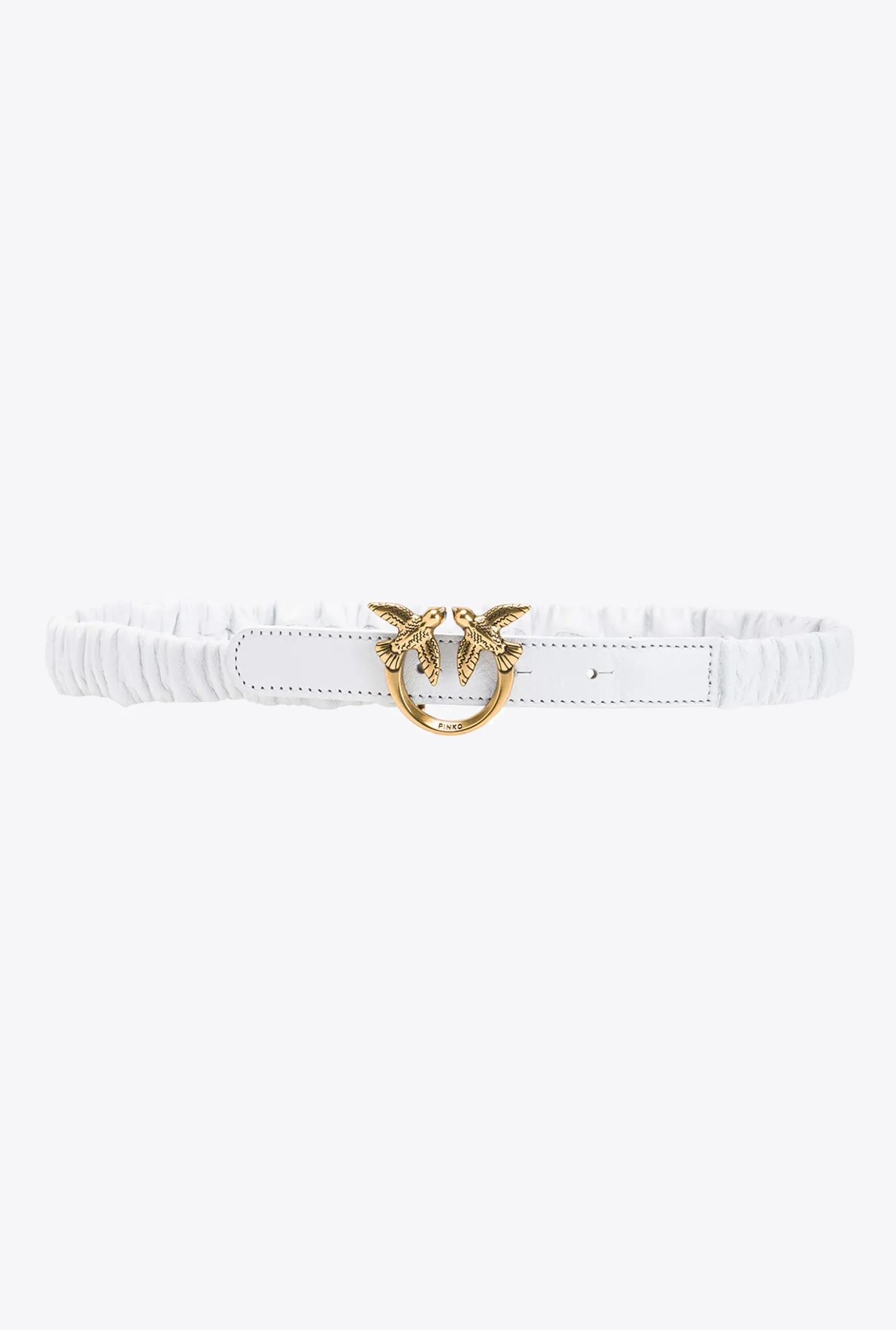 Ceintures|PINKO Fine Ceinture Froncee Love Birds Blanc+Blanc-Or Antique