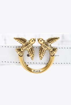 Ceintures|PINKO Fine Ceinture Froncee Love Birds Blanc+Blanc-Or Antique