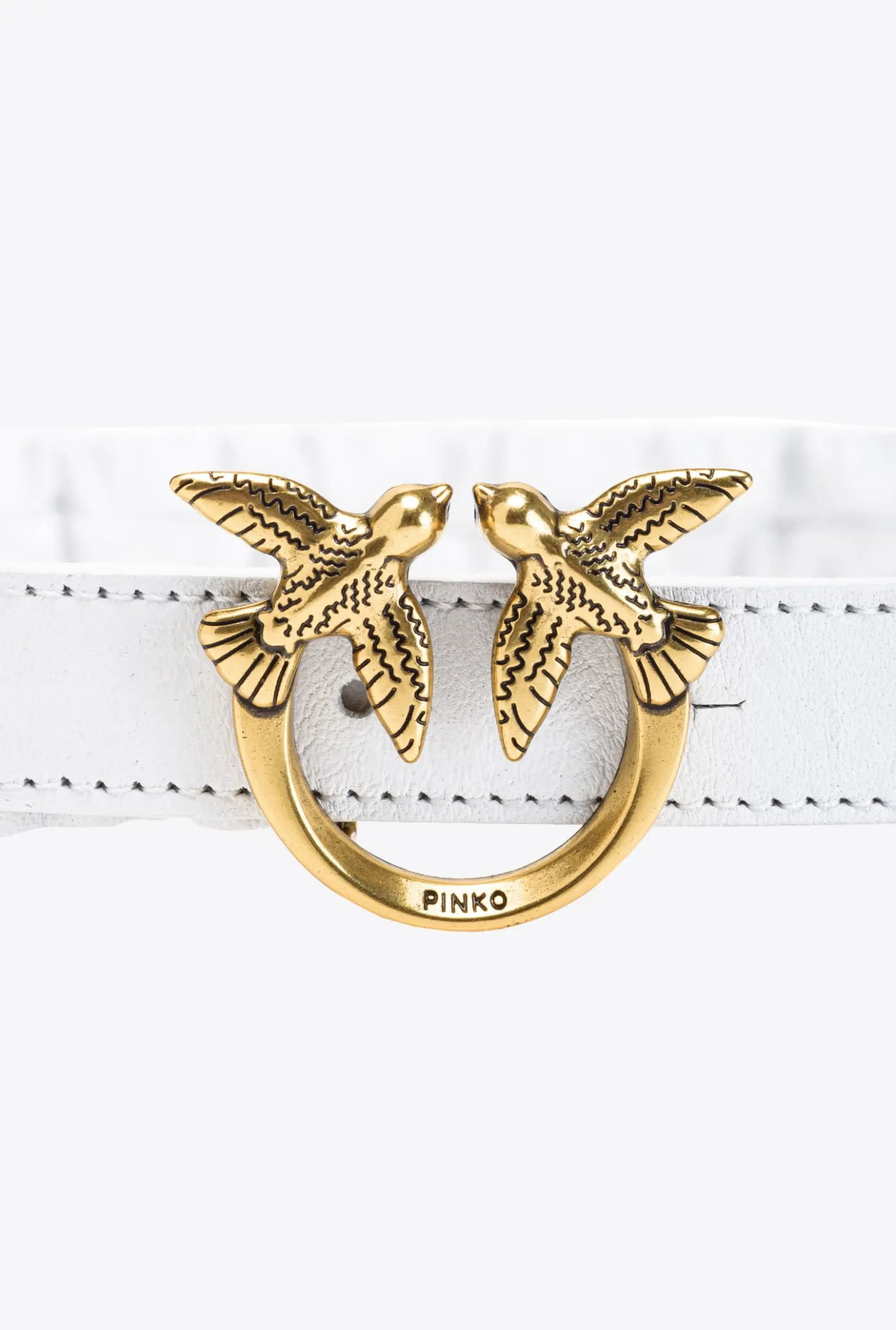 Ceintures|PINKO Fine Ceinture Froncee Love Birds Blanc+Blanc-Or Antique