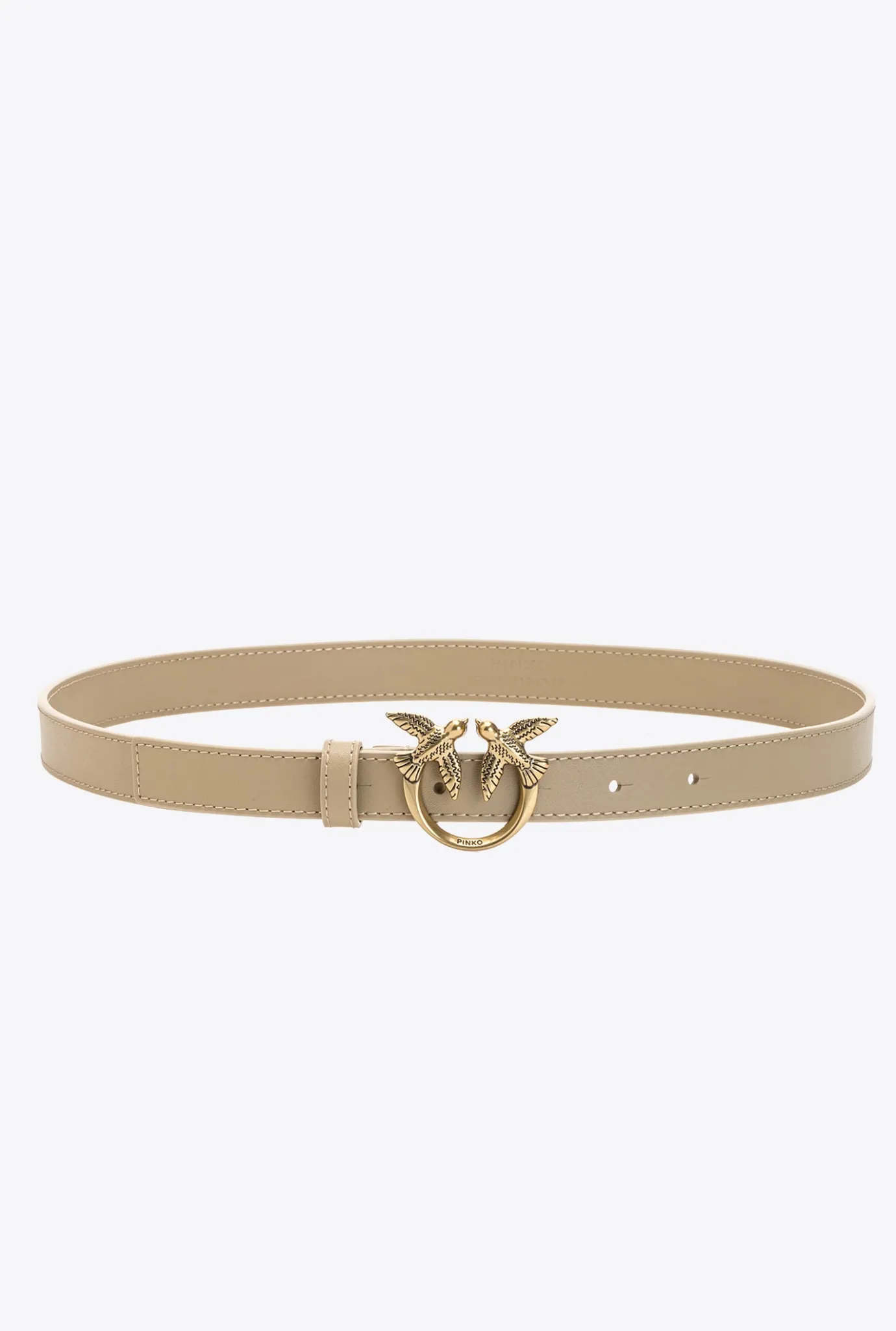 Ceintures|PINKO Fine Ceinture Love Birds En Cuir Sable-Or Antique