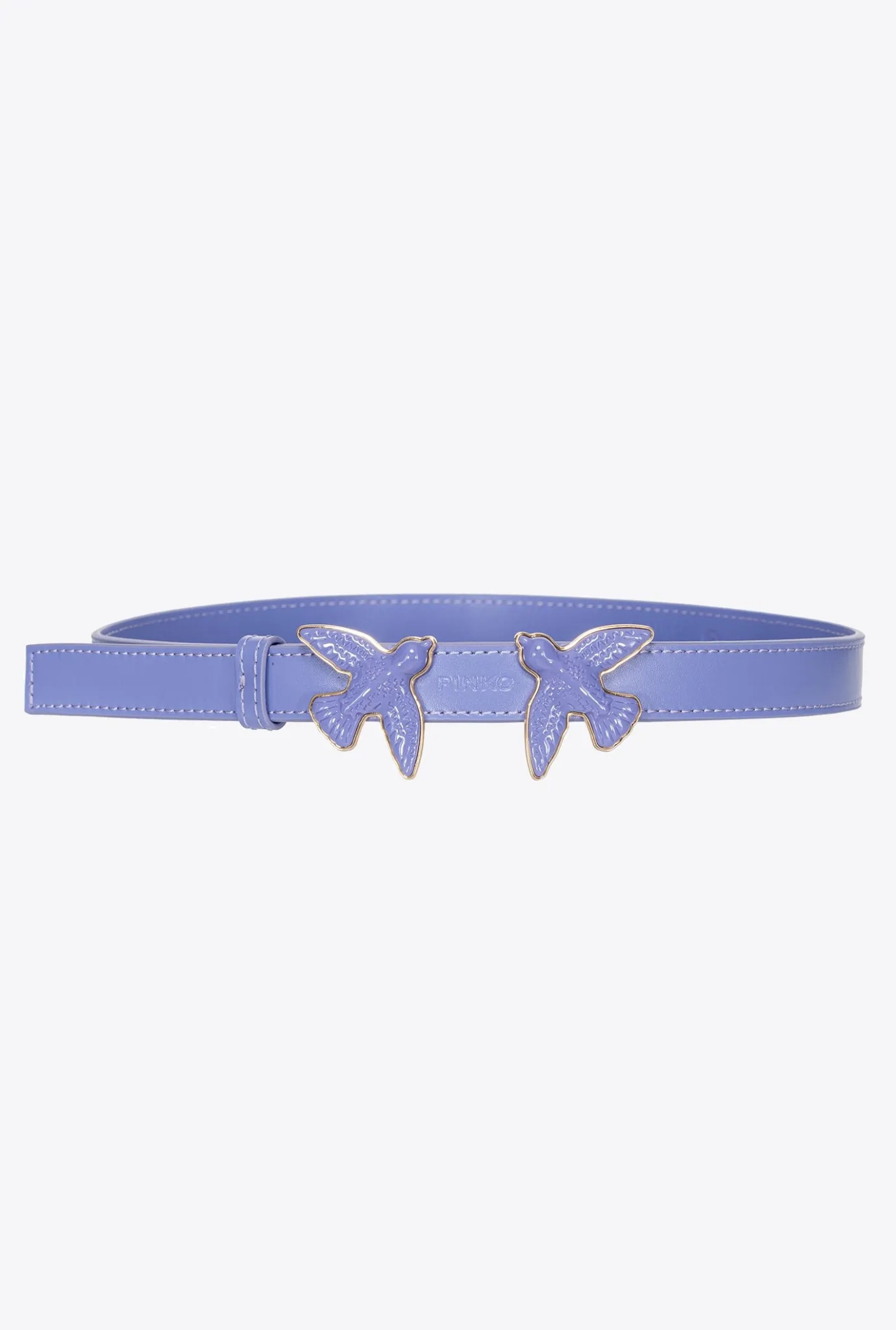 Ceintures|PINKO Fine Ceinture Love Birds En Cuir Brosse Bleu Corse-Color Block