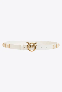 Ceintures|PINKO Fine Ceinture Love Birds Cloutee Blanc+Blanc-Or Antique